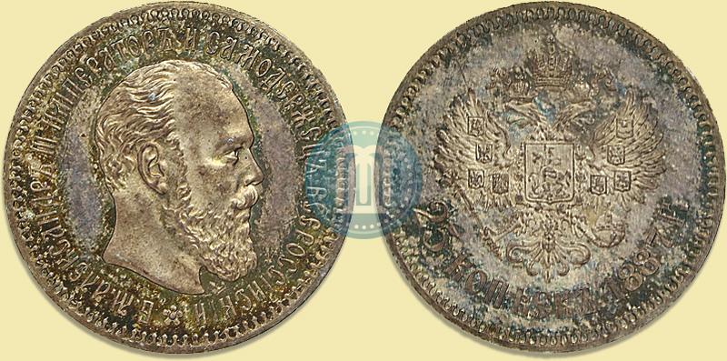 Picture 25 kopecks 1887 year (АГ) 