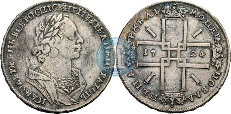 Фото 1 рубль 1724 года  "Портрет в античных доспехах"