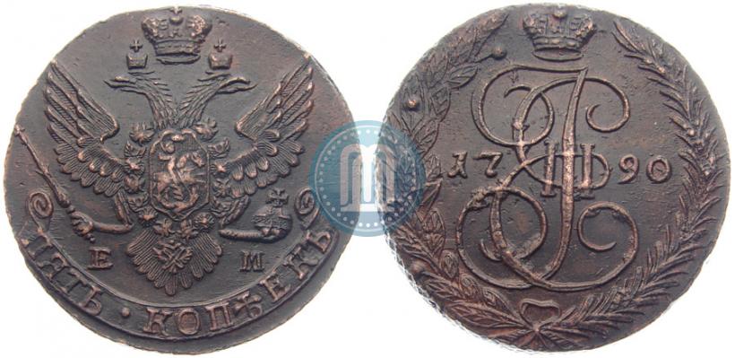 Picture 5 kopecks 1790 year ЕМ 