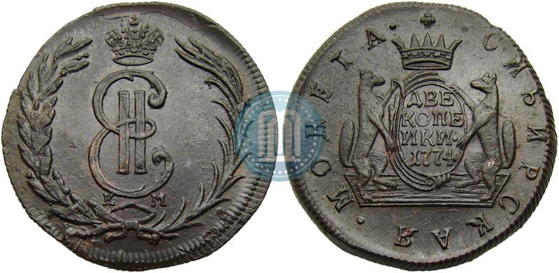 Picture 2 kopecks 1774 year КМ 