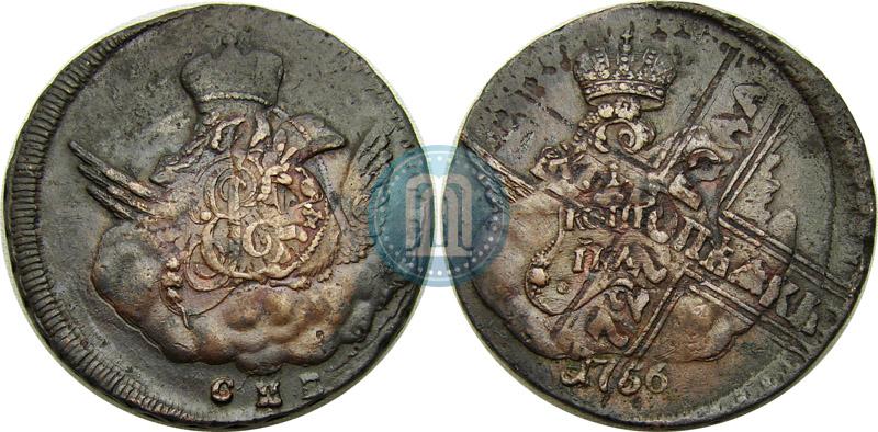 Picture 1 kopeck 1756 year СПБ 