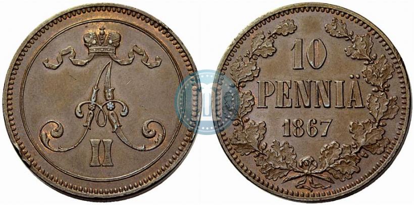 Фото 10 пенни 1867 года  