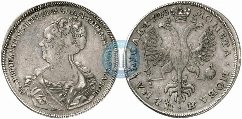 Picture 1 rouble 1725 year СПБ "Petersburg type, portrait turned to the left"