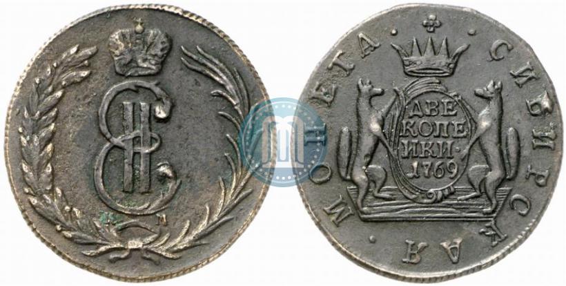 Фото 2 копейки 1769 года КМ 