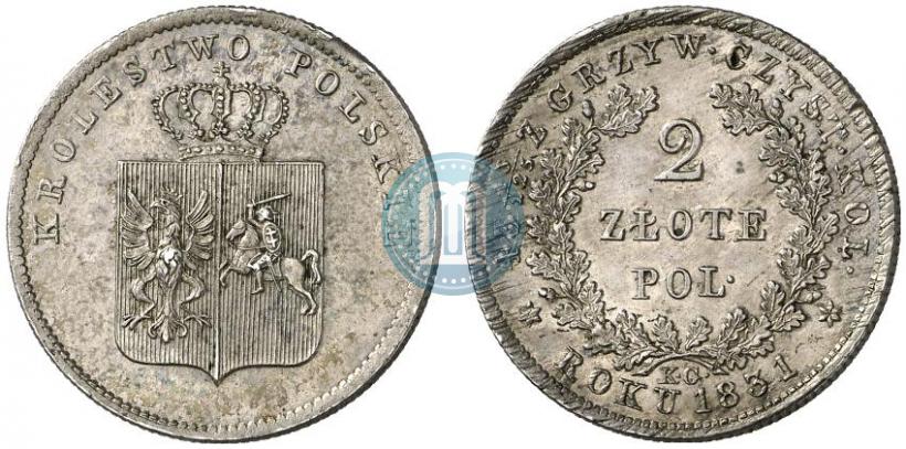 Picture 2 złote 1831 year KG "Polish uprising"