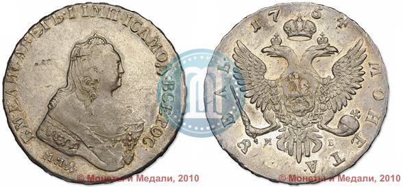 Фото 1 рубль 1754 года ММД-МБ 