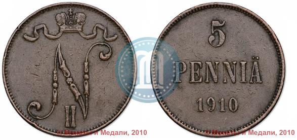 Фото 5 пенни 1910 года  