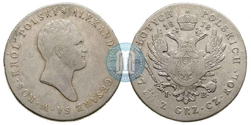 Фото 5 злотых 1818 года IB 