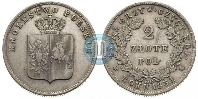 Picture 2 złote 1831 year KG "Polish uprising"