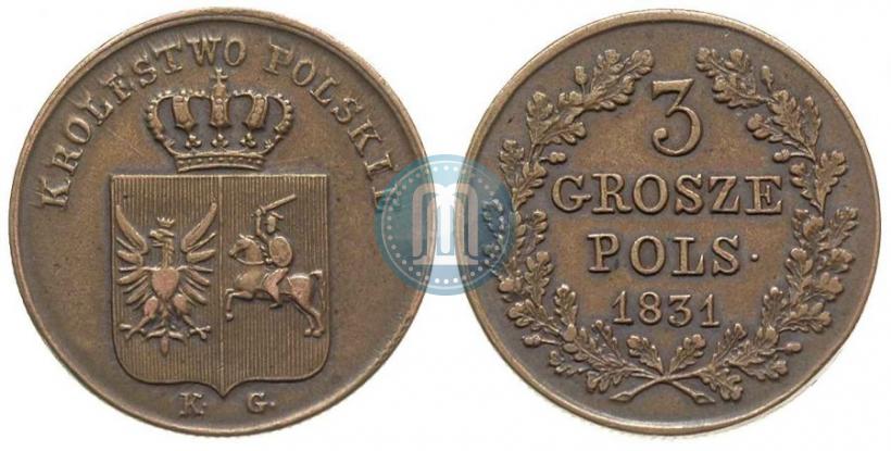 Picture 3 grosze 1831 year KG "Polish uprising"