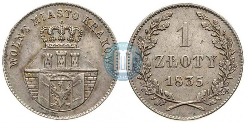 Picture 1 złoty 1835 year  "Free city of Kraków"