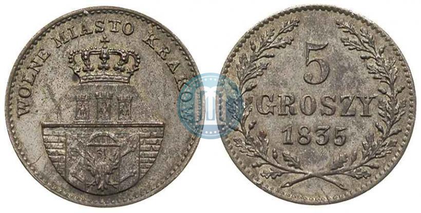 Фото 5 грошей 1835 года  "Свободный город Краков"