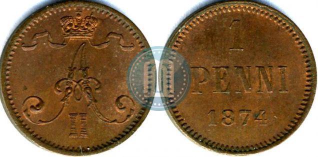 Фото 1 пенни 1874 года  