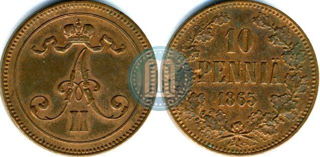 Фото 10 пенни 1865 года  