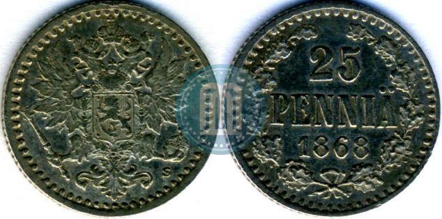 Фото 25 пенни 1868 года S 