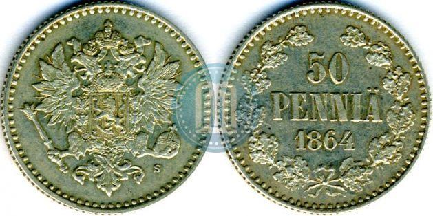 Фото 50 пенни 1864 года S 
