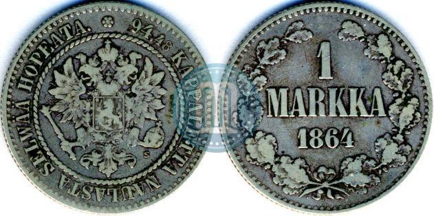 Picture 1 markka 1864 year S 