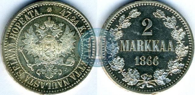 Picture 2 markkaa 1866 year S 