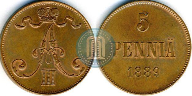 Picture 5 pennia 1889 year  