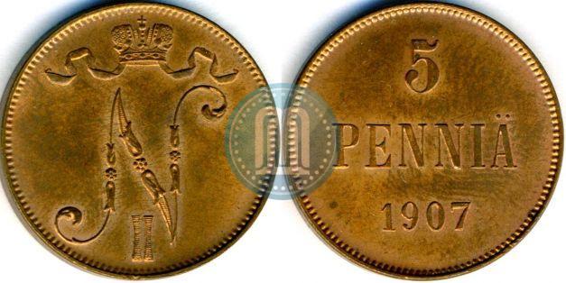 Picture 5 pennia 1907 year  