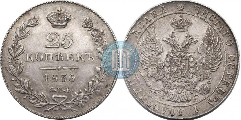 Фото 25 копеек 1836 года СПБ-НГ 