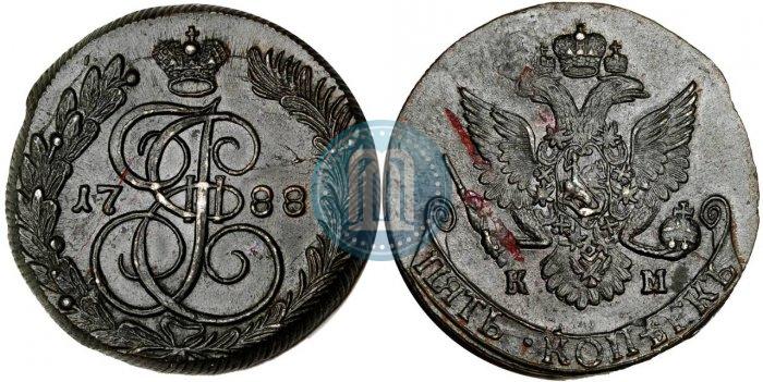 Фото 5 копеек 1788 года КМ 