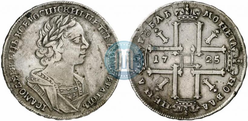 Фото 1 рубль 1725 года  "Портрет в античных доспехах"