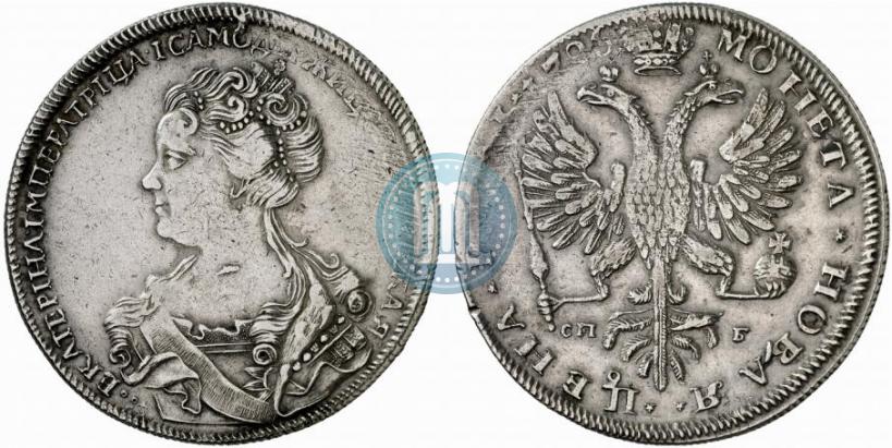 Picture 1 rouble 1726 year СПБ "Petersburg type, portrait turned to the left"