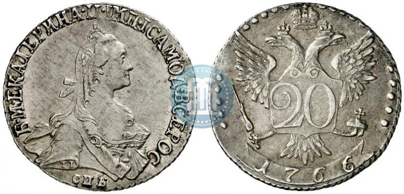 Фото 20 копеек 1766 года СПБ 