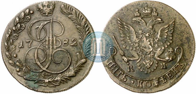 Фото 5 копеек 1782 года КМ 