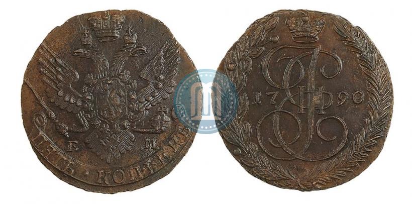 Picture 5 kopecks 1790 year ЕМ 