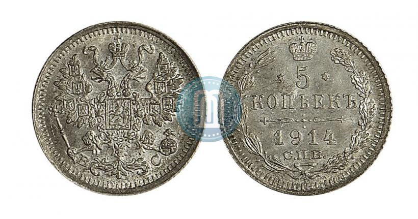 Фото 5 копеек 1914 года СПБ-ВС 