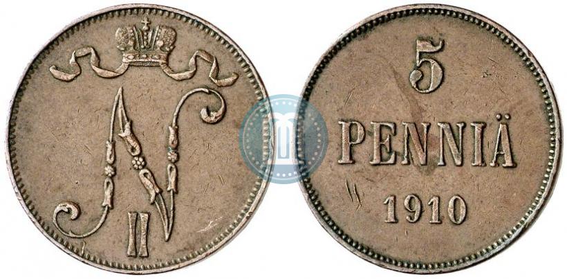 Picture 5 pennia 1910 year  
