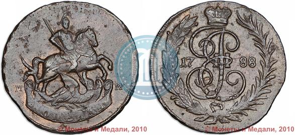 Picture 1 kopeck 1788 year ММ 