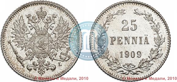 Picture 25 pennia 1909 year L 