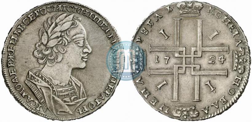 Фото 1 рубль 1724 года  "Портрет в античных доспехах"