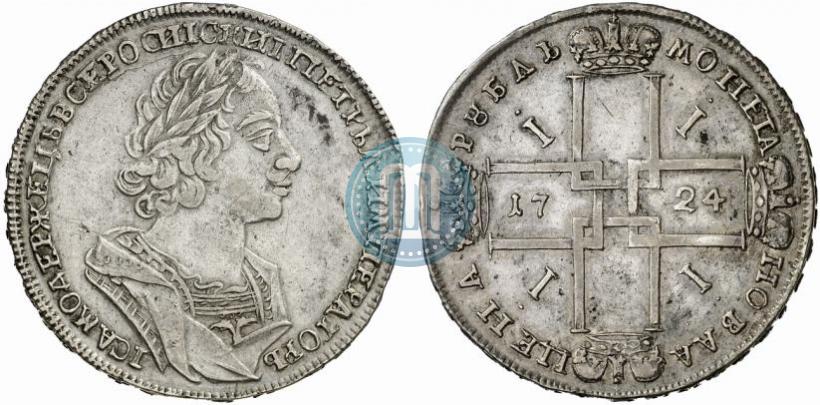 Фото 1 рубль 1724 года  "Портрет в античных доспехах"