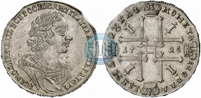 Фото 1 рубль 1725 года  "Портрет в античных доспехах"