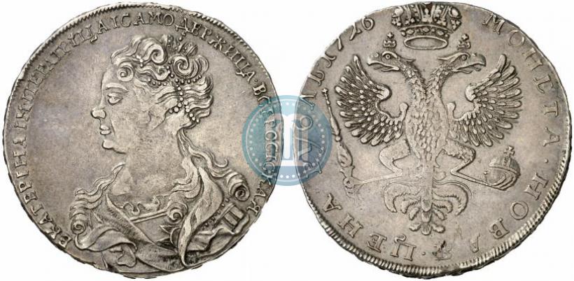 Фото 1 рубль 1726 года  "Московский тип, портрет влево"