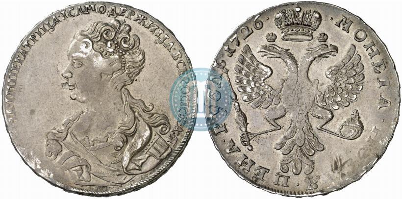 Picture 1 rouble 1726 year  "Moscow type, portrait turned to the left"