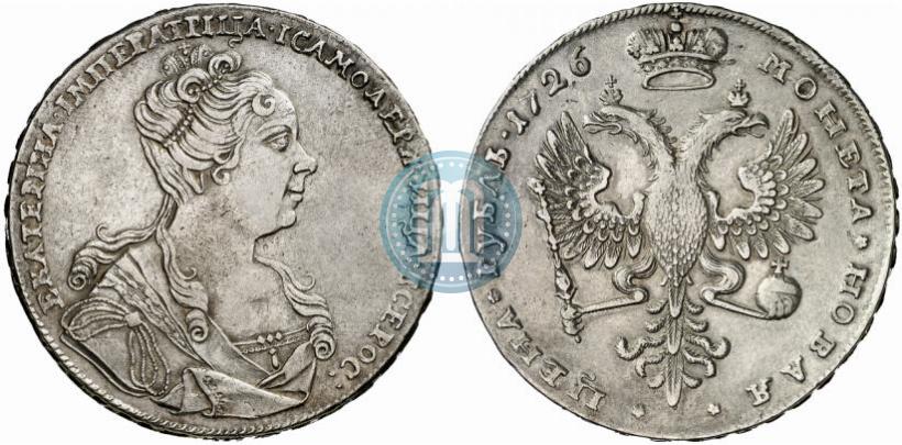 Фото 1 рубль 1726 года  "Московский тип, портрет вправо"