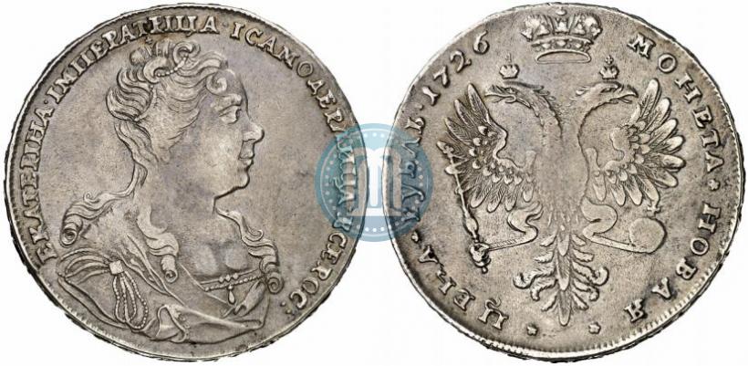 Фото 1 рубль 1726 года  "Московский тип, портрет вправо"