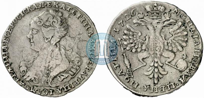 Picture Poltina 1726 year  "Moscow type, portrait turned to the left"