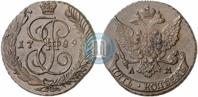 Фото 5 копеек 1789 года АМ 