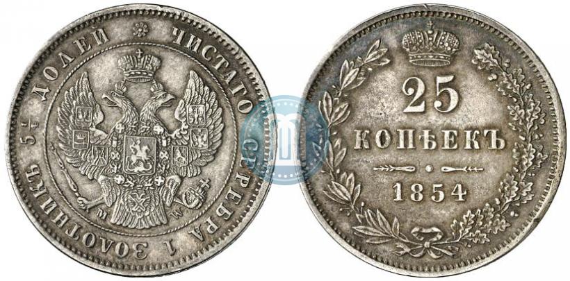 Picture 25 kopecks 1854 year MW 