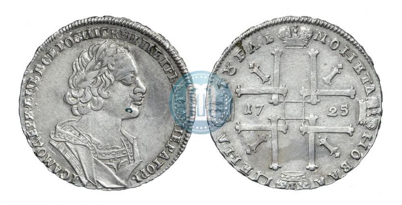Фото 1 рубль 1725 года  "Портрет в античных доспехах"