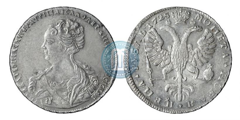Picture 1 rouble 1725 year СПБ "Petersburg type, portrait turned to the left"