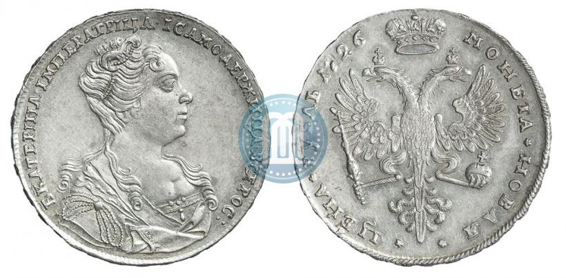 Фото 1 рубль 1726 года  "Московский тип, портрет вправо"