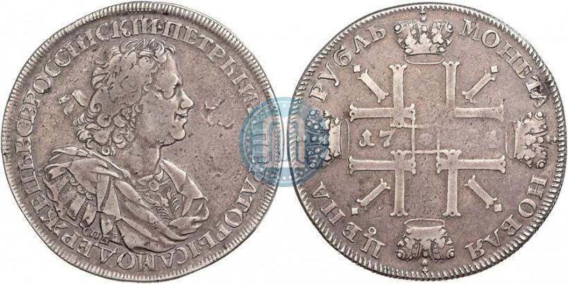 Picture 1 rouble 1724 year СПБ "Sun rouble, portrait with shoulder straps"