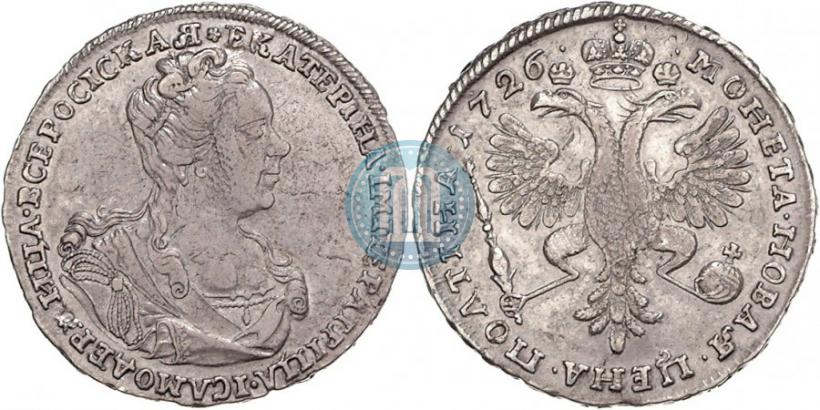 Фото Полтина 1726 года  "Московский тип, портрет вправо"